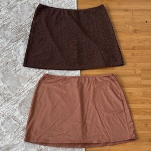 Elegant Brown and Tan Women's Skirt Set